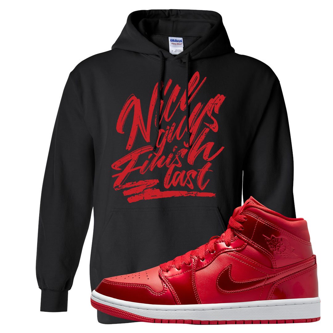 University Red Pomegranate Mid 1s Hoodie | Nice Guys Finish Last, Black