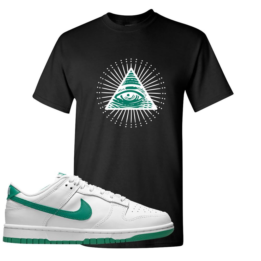 White Green Low Dunks T Shirt | All Seeing Eye, Black