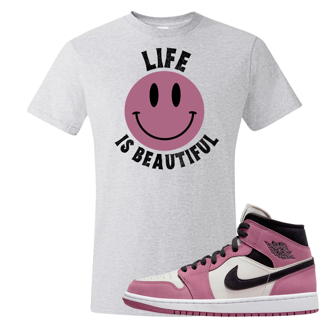 Berry Black White Mid 1s T Shirt | Smile Life Is Beautiful, Ash