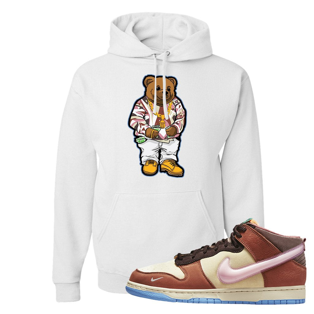 Chocolate Milk Mid Dunks Hoodie | Sweater Bear, White