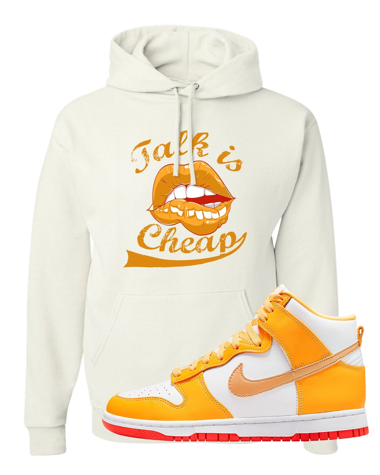 Yellow Gold Orange High Dunks Hoodie | Talk Is Cheap, White