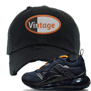 Air Max 720 OBJ Slip Sneaker Black Distressed Dad Hat | Hat to match Nike Air Max 720 OBJ Slip Shoes | Vintage Oval