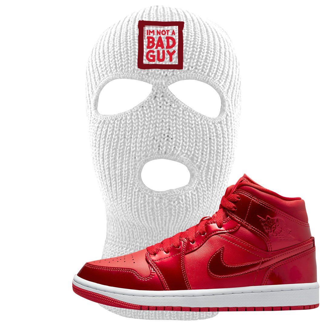 University Red Pomegranate Mid 1s Ski Mask | I'm Not A Bad Guy, White