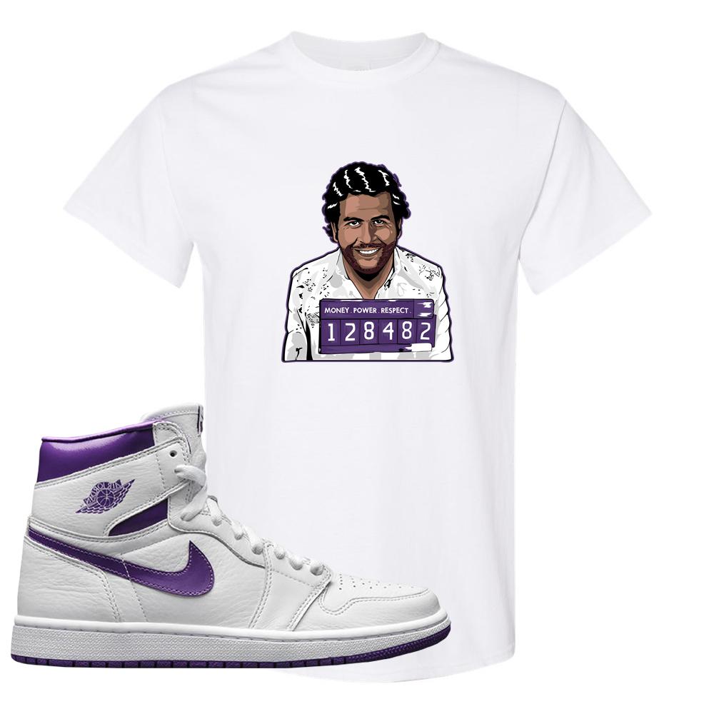 Air Jordan 1 Metallic Purple T Shirt | Escobar Illustration, White