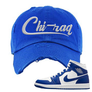 Air Jordan 1 Mid Kentucky Blue Distressed Dad Hat | Chiraq, Royal