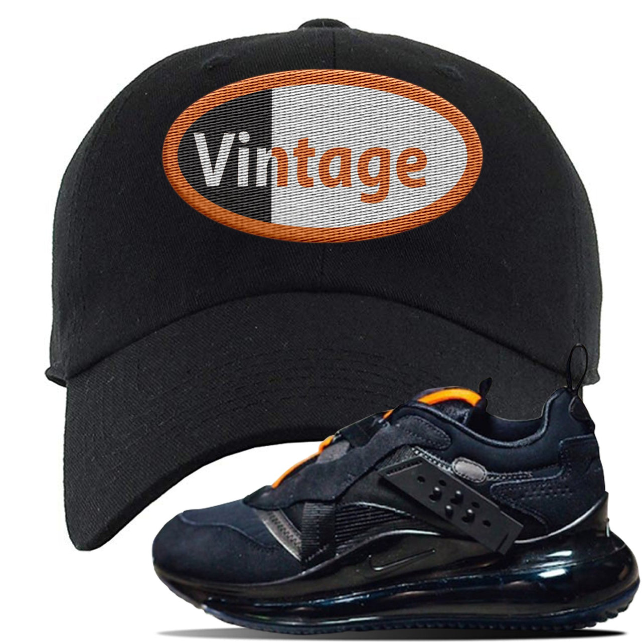 Air Max 720 OBJ Slip Sneaker Black Dad Hat | Hat to match Nike Air Max 720 OBJ Slip Shoes | Vintage Oval