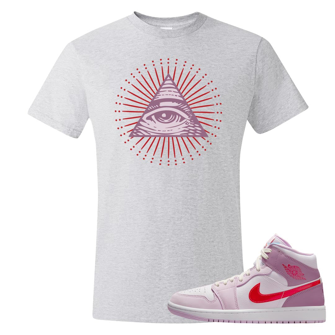 Valentine's Day Mid 1s T Shirt | All Seeing Eye, Ash