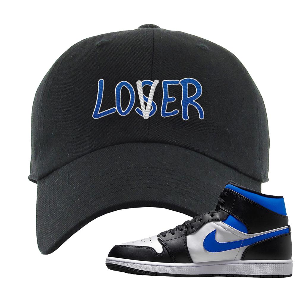 Air Jordan 1 Mid Royal Dad Hat | Lover, Black