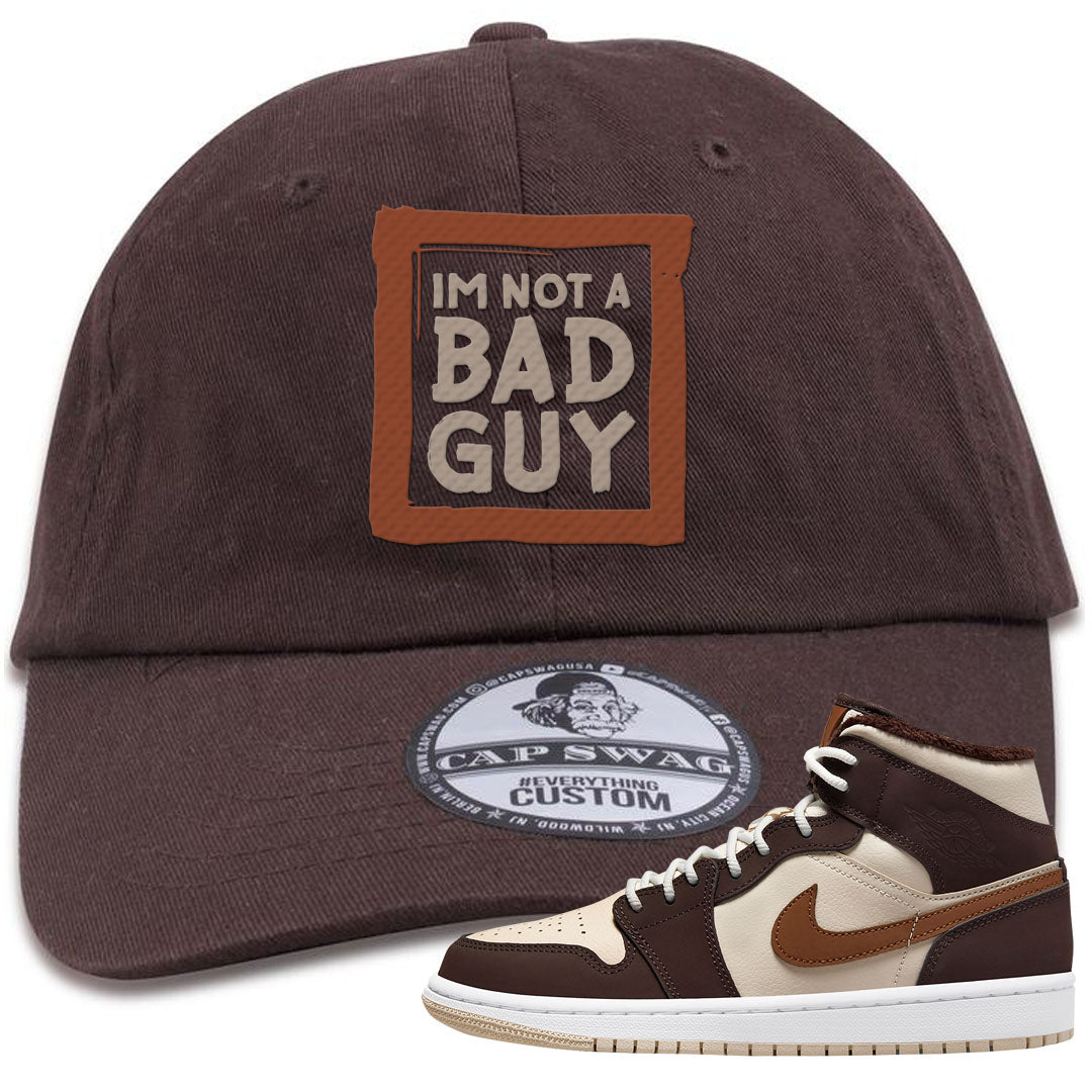 Brown Fleece Mid 1s Dad Hat | I'm Not A Bad Guy, Brown