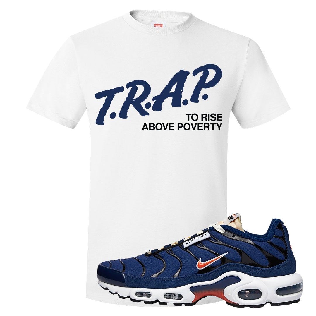 Obsidian AMRC Pluses T Shirt | Trap To Rise Above Poverty, White