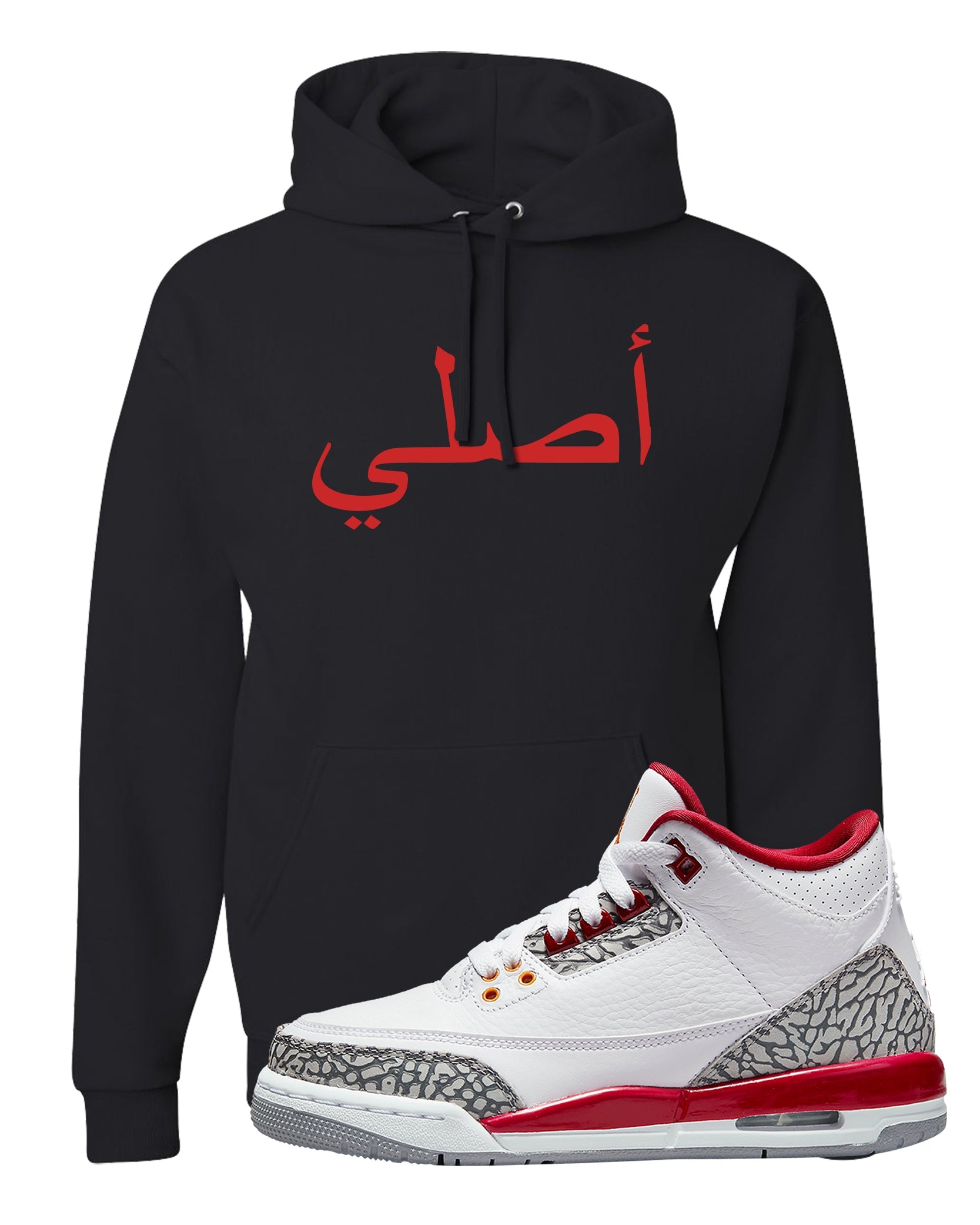 Cardinal Red 3s Hoodie | Original Arabic, Black