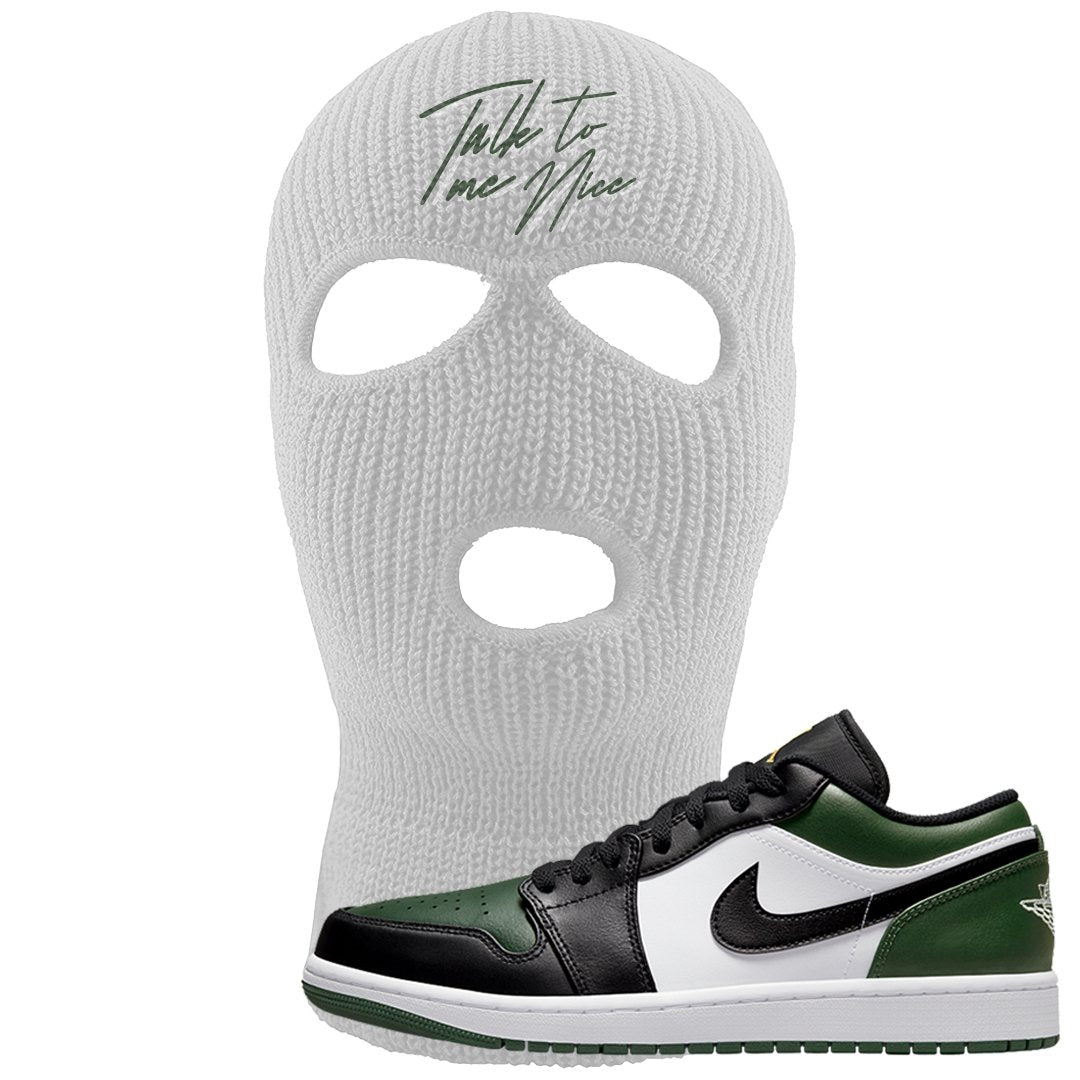Green Toe Low 1s Ski Mask | Talk To Me Nice, White