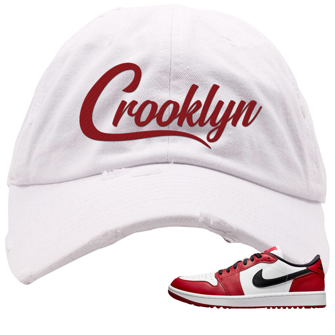 Chicago Golf Low 1s Distressed Dad Hat | Crooklyn, White