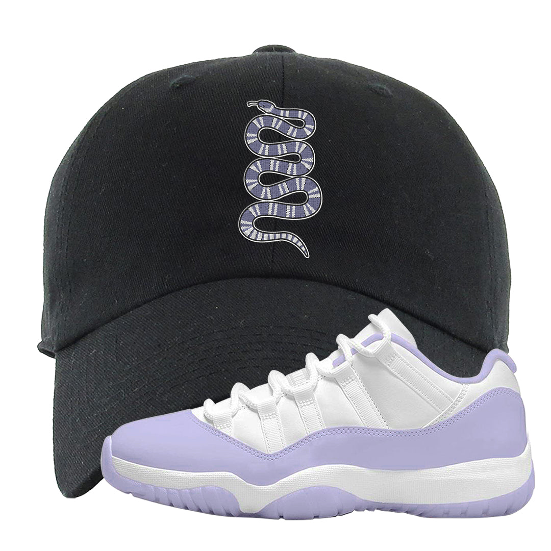 Pure Violet Low 11s Dad Hat | Coiled Snake, Black