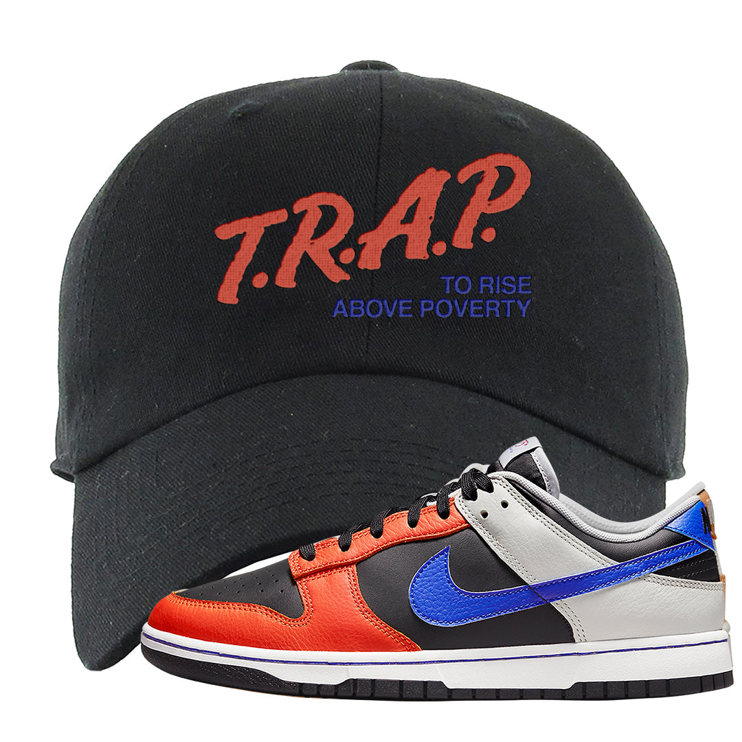 75th Anniversary Low Dunks Dad Hat | Trap To Rise Above Poverty, Black