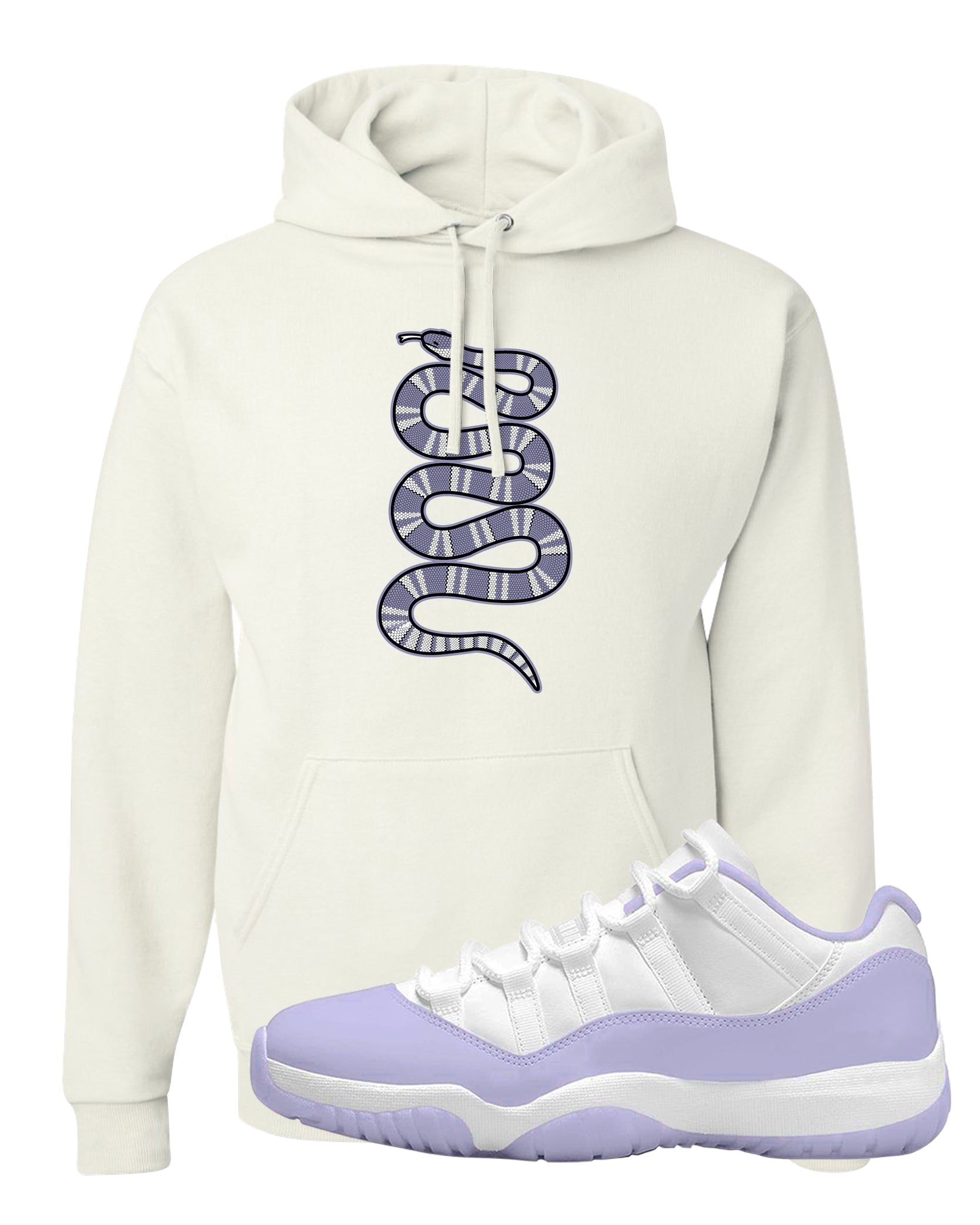 Pure Violet Low 11s Hoodie | Coiled Snake, White