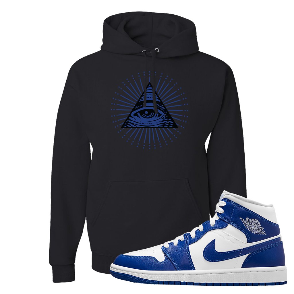 Air Jordan 1 Mid Kentucky Blue Hoodie | All Seeing Eye, Black