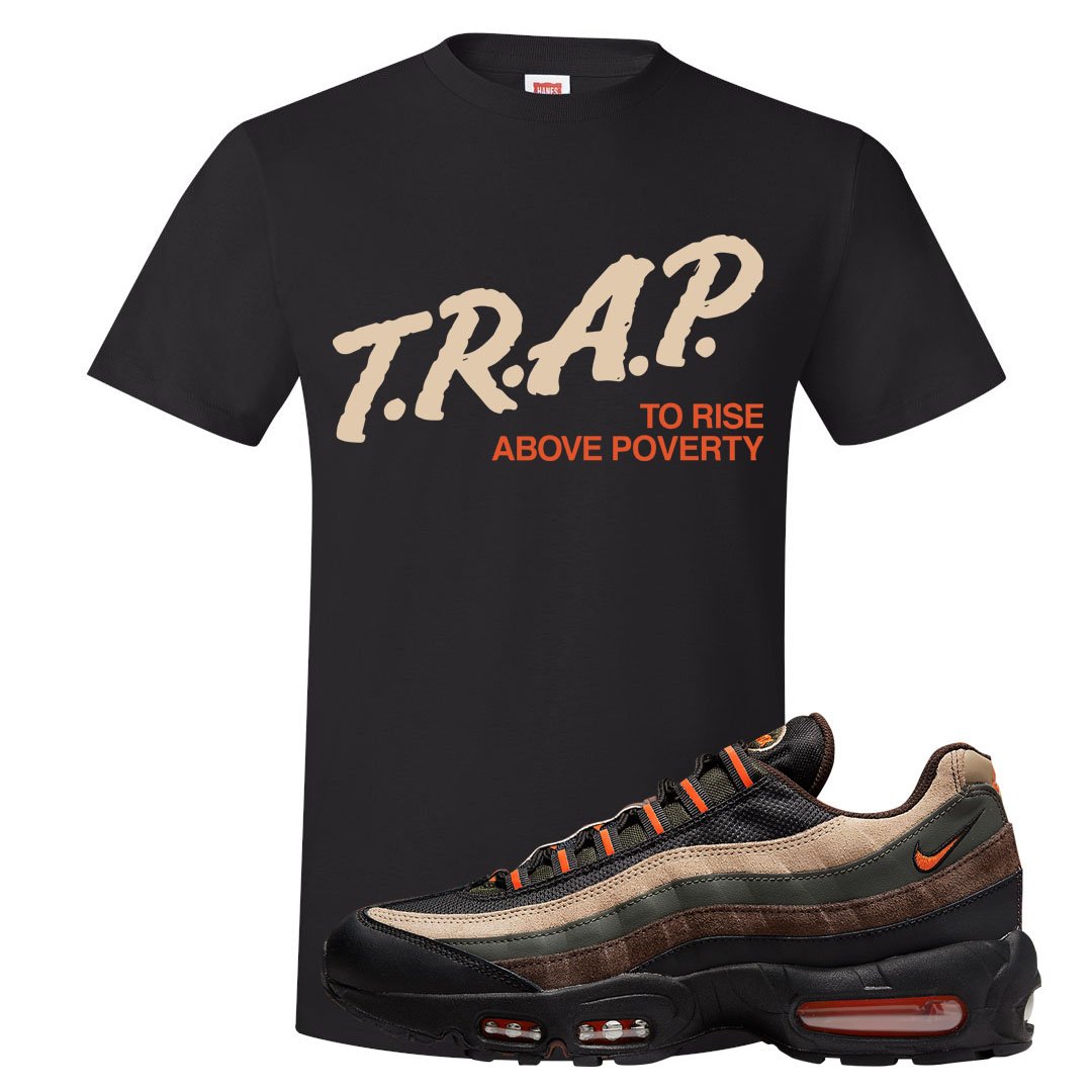 Dark Army Orange Blaze 95s T Shirt | Trap To Rise Above Poverty, Black