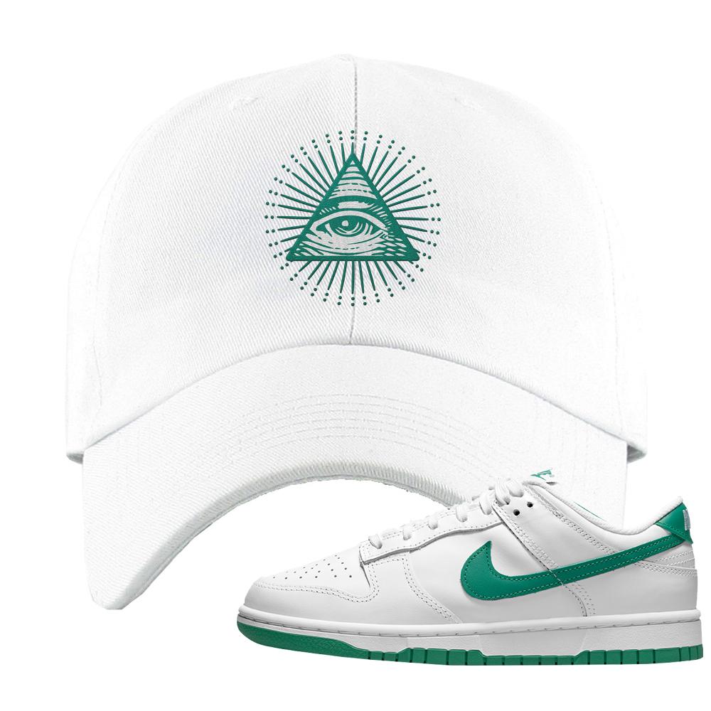 White Green Low Dunks Dad Hat | All Seeing Eye, White