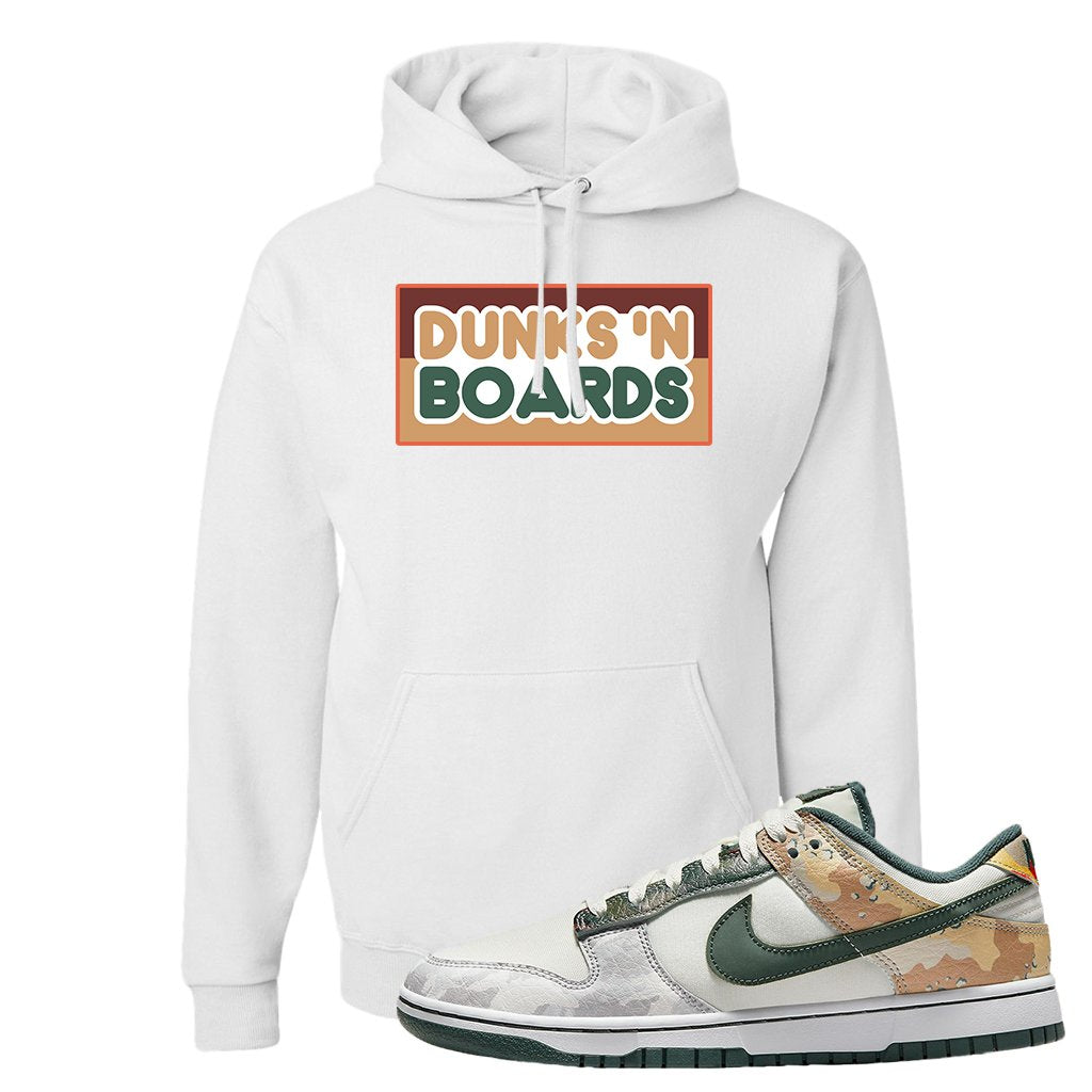 Camo Low Dunks Hoodie | Dunks N Boards, White