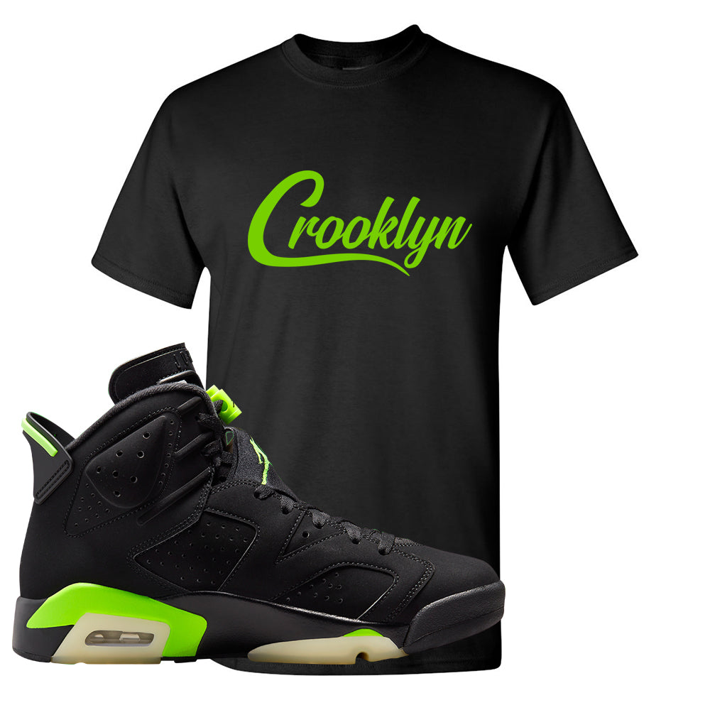 Electric Green 6s T Shirt | Crooklyn, Black