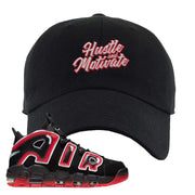 Air More Uptempo Laser Crimson Hustle & Motivate Black Sneaker Hook Up Dad Hat