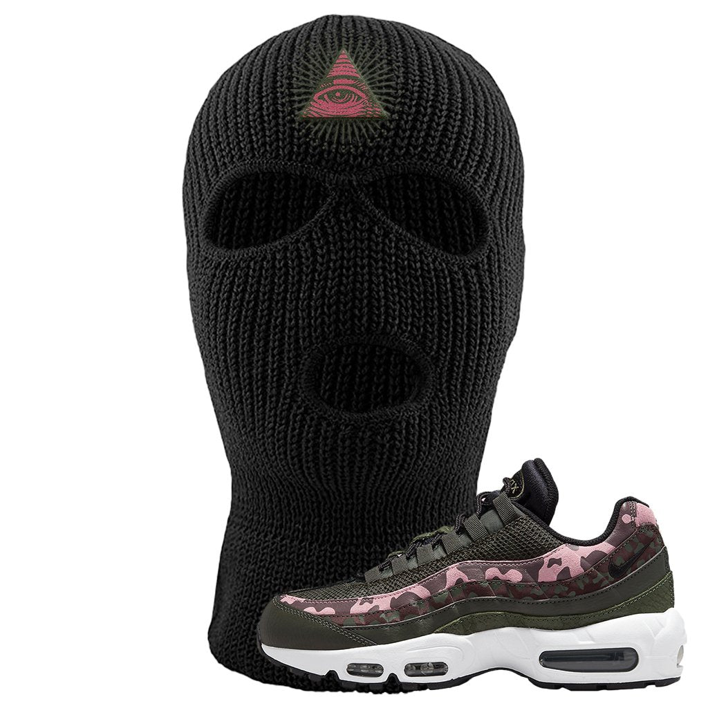 Olive Pink Camo 95s Ski Mask | All Seeing Eye, Black