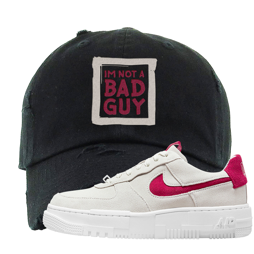 Mystic Hibiscus Pixel AF1s Distressed Dad Hat | I'm Not A Bad Guy, Black