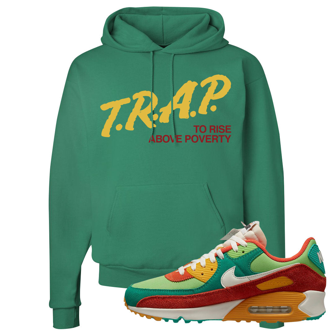 AMRC Green Orange SE 90s Hoodie | Trap To Rise Above Poverty, Kelly Green