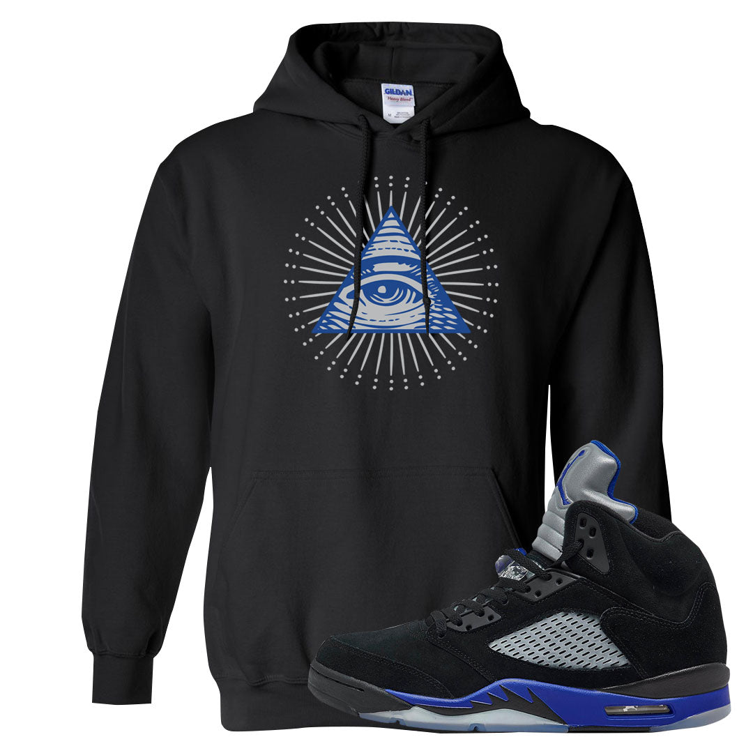 Racer Blue 5s Hoodie | All Seeing Eye, Black