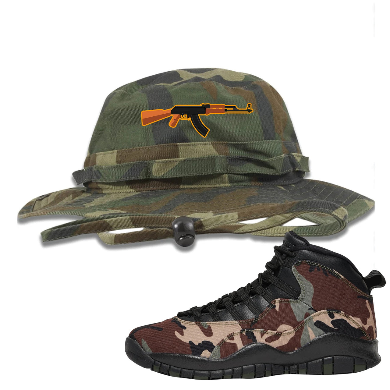 Woodland Camo 10s Boonie Hat | AK47, Camouflage