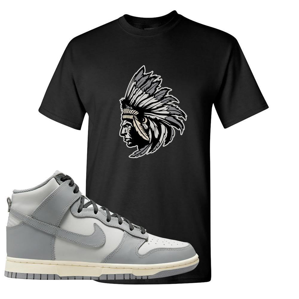 Aged Greyscale High Dunks T Shirt | Indian Chief, Black