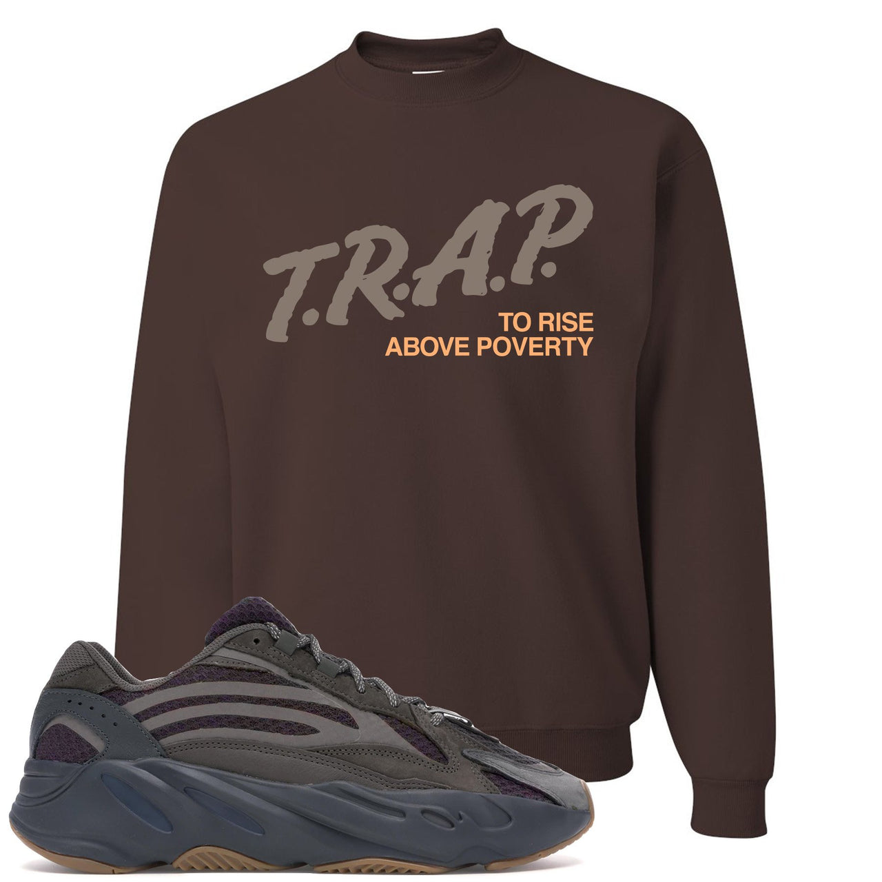 Geode 700s Crewneck Sweater | Trap Rise Above Poverty, Brown