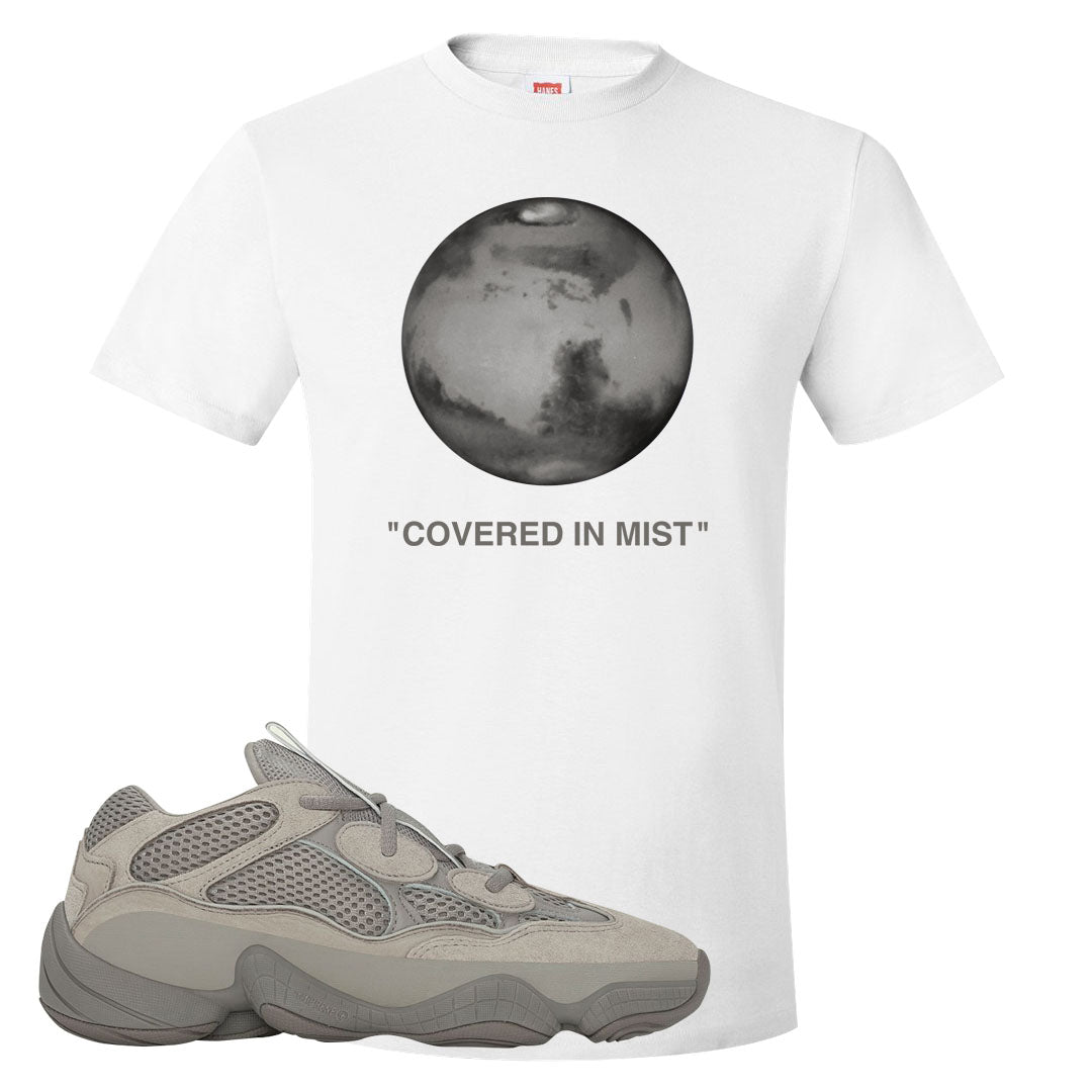 Ash Grey 500s T Shirt | Covered In Mist, White