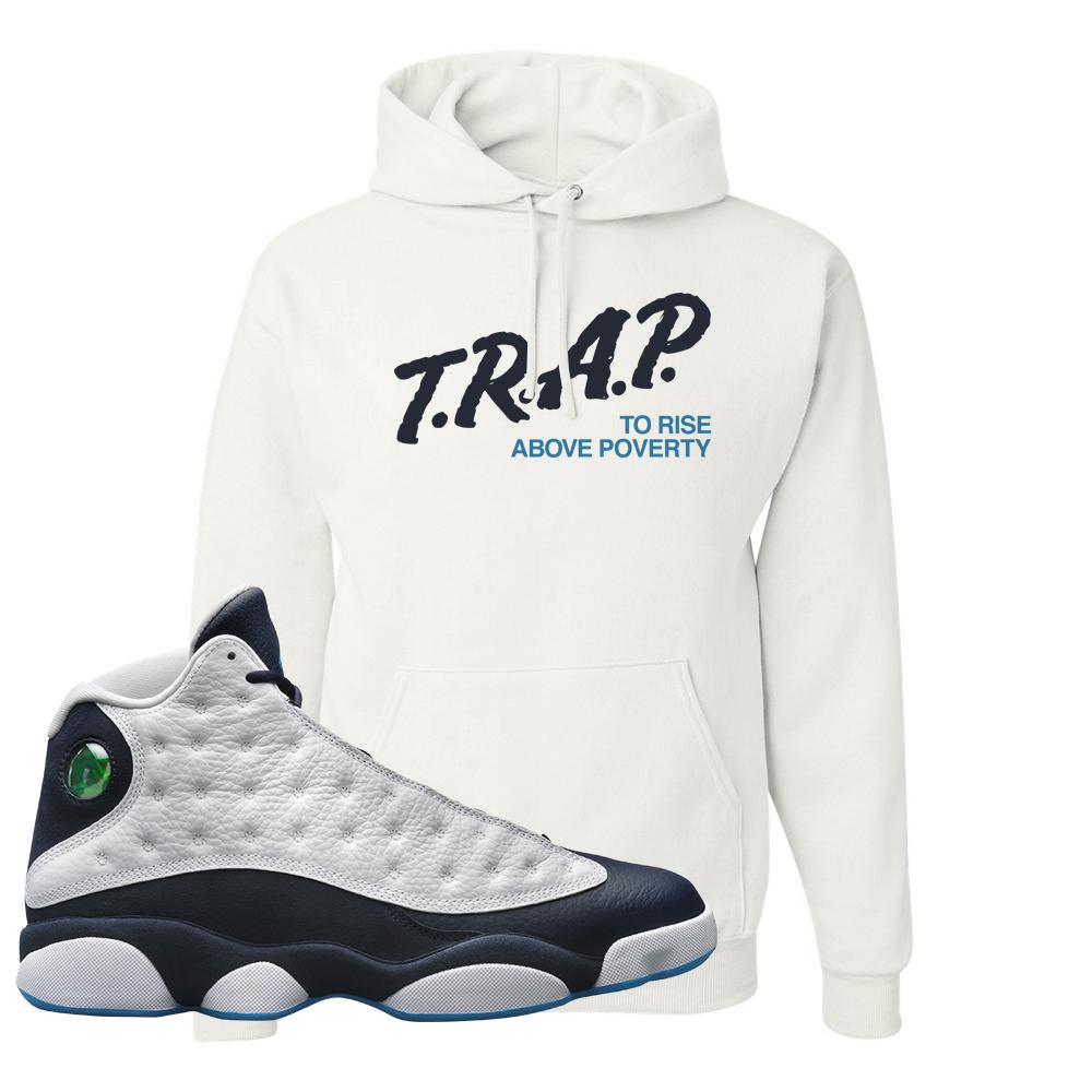Obsidian 13s Hoodie | Trap To Rise Above Poverty, White