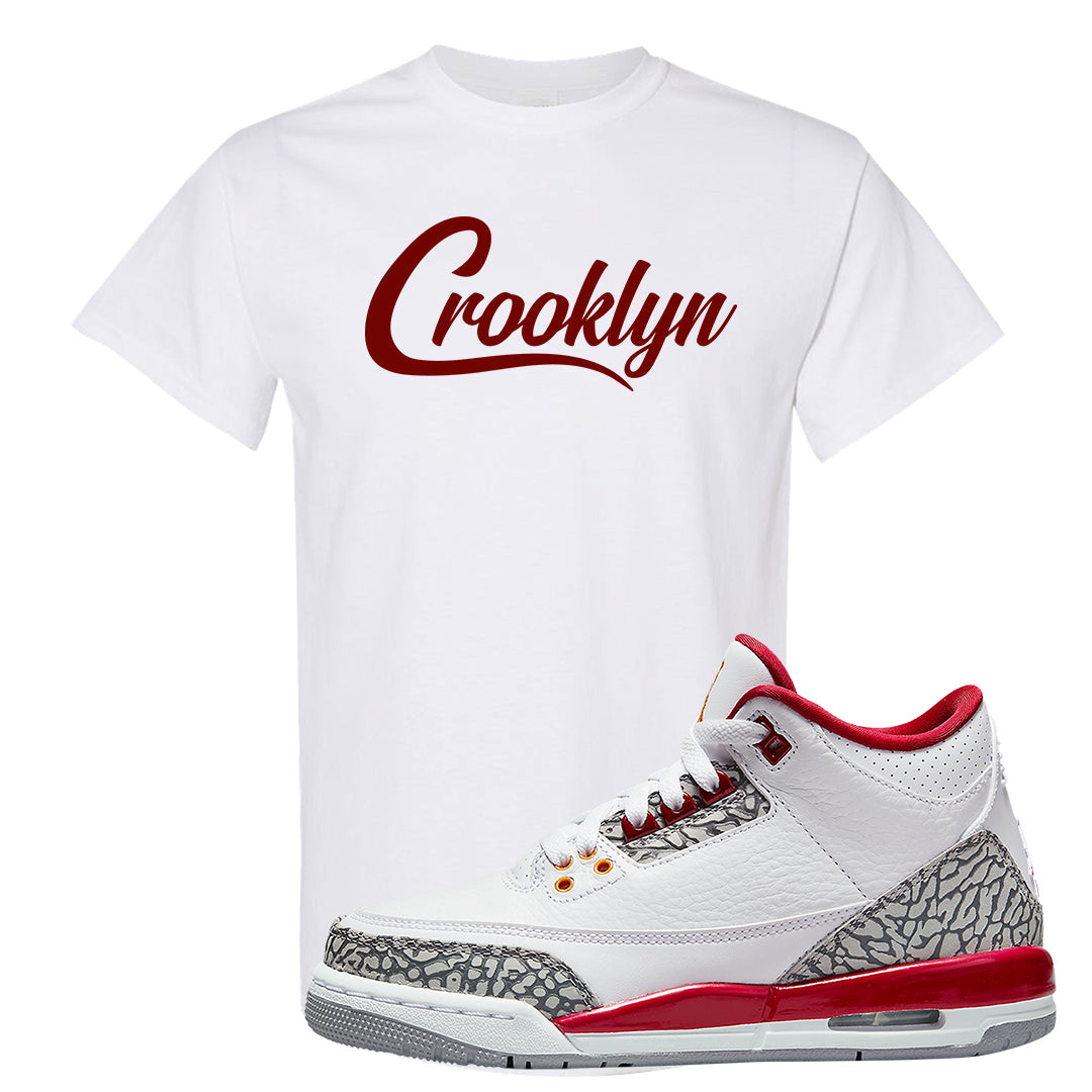 Cardinal Red 3s T Shirt | Crooklyn, White