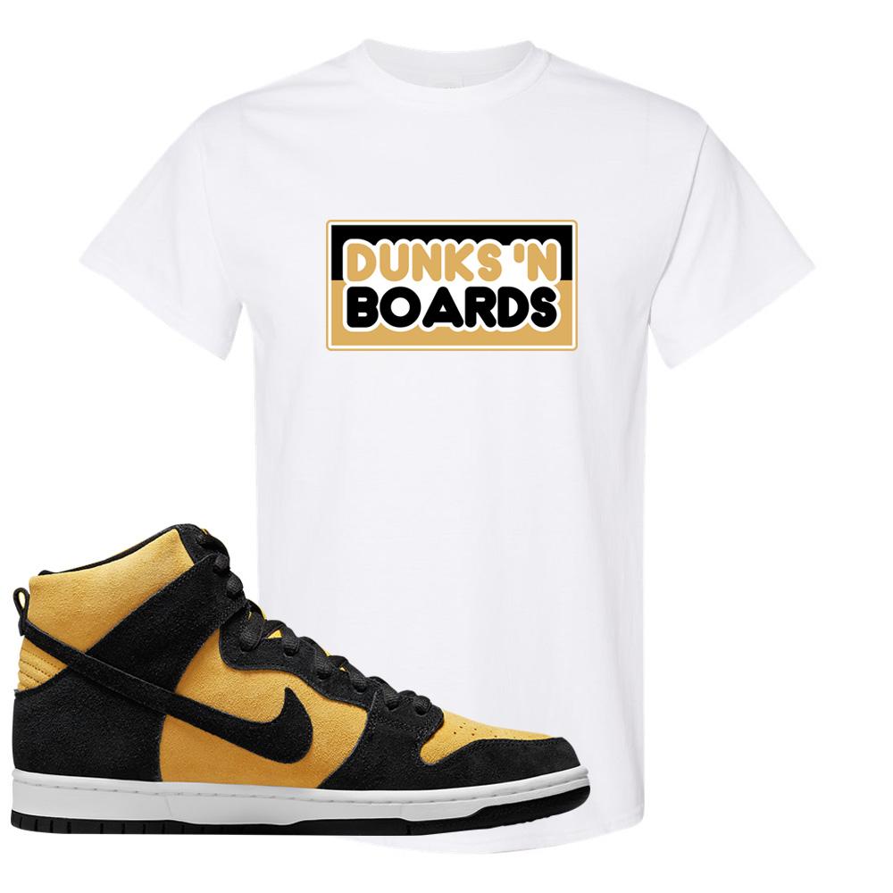 Reverse Goldenrod High Dunks T Shirt | Dunks N Boards, White