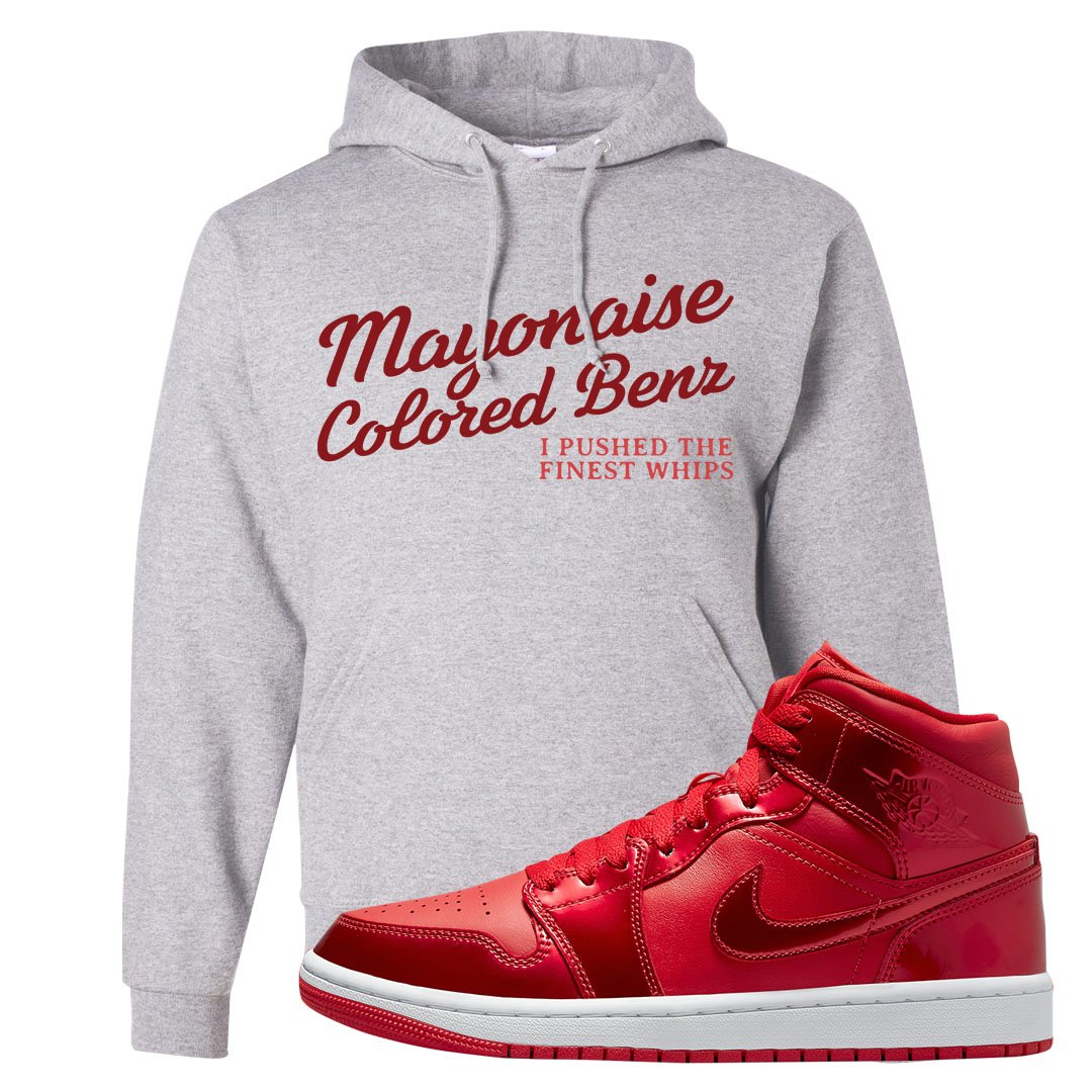 University Red Pomegranate Mid 1s Hoodie | Mayonaise Colored Benz, Ash