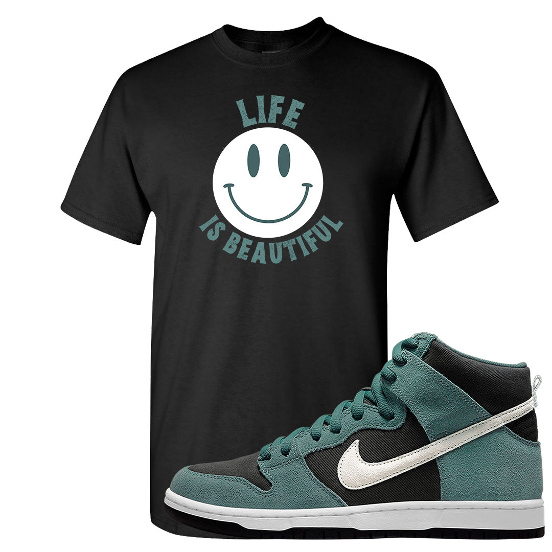 Green Suede High Dunks T Shirt | Smile Life Is Beautiful, Black