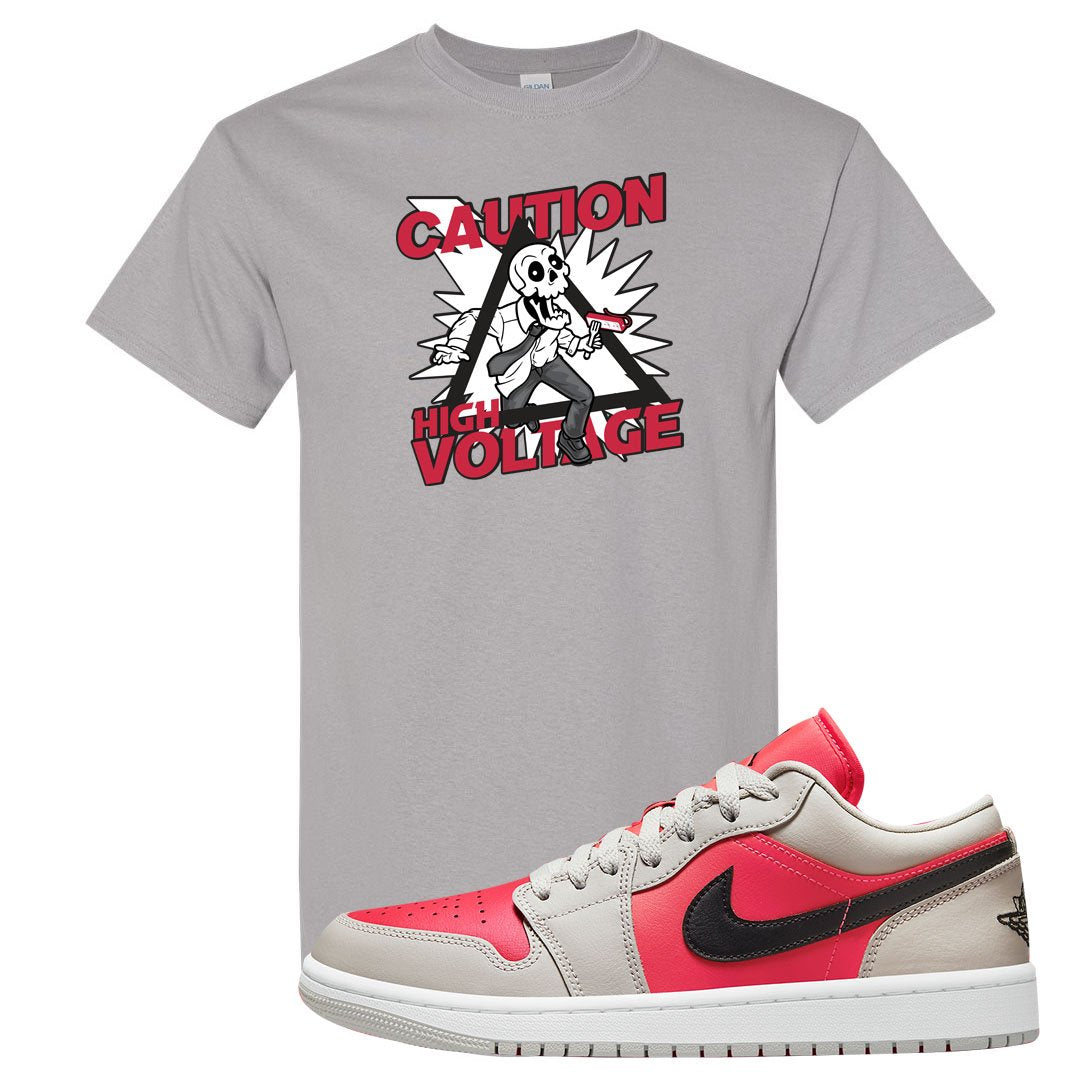 Light Iron Ore Low 1s T Shirt | Caution High Voltage, Gravel