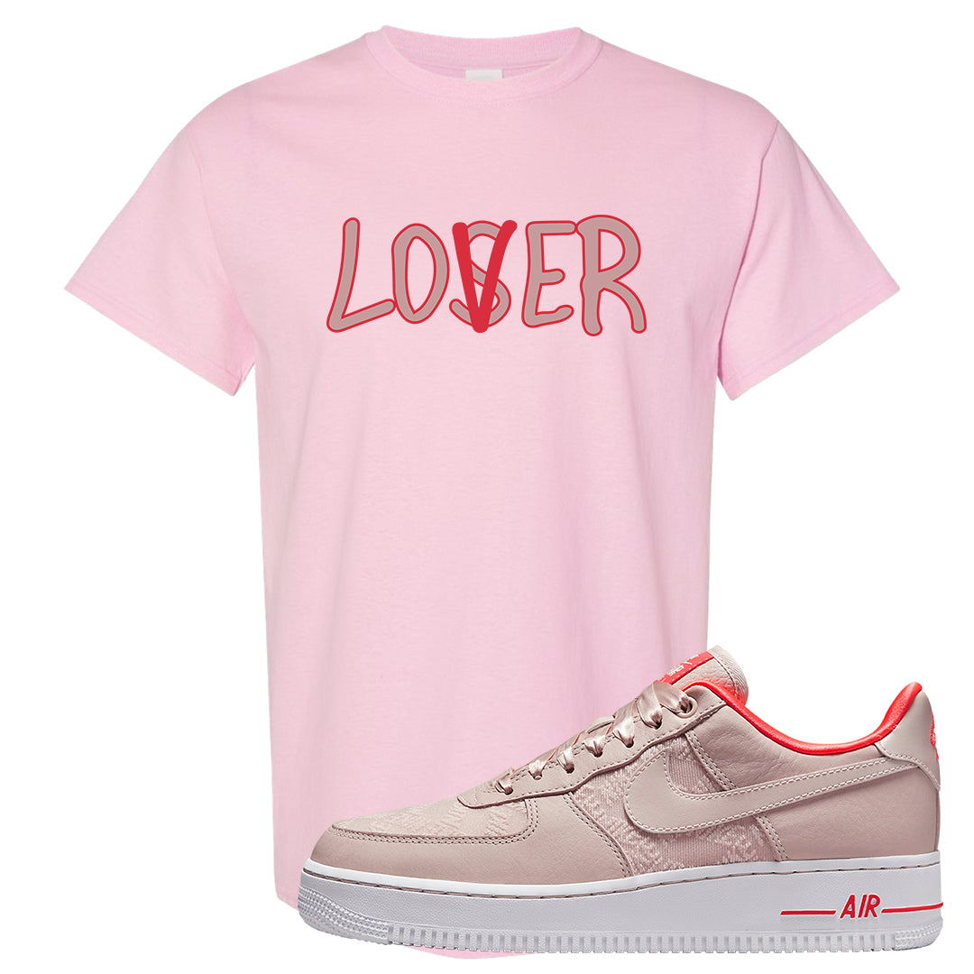 Satin Rose Gold Low AF1s T Shirt | Lover, Light Pink