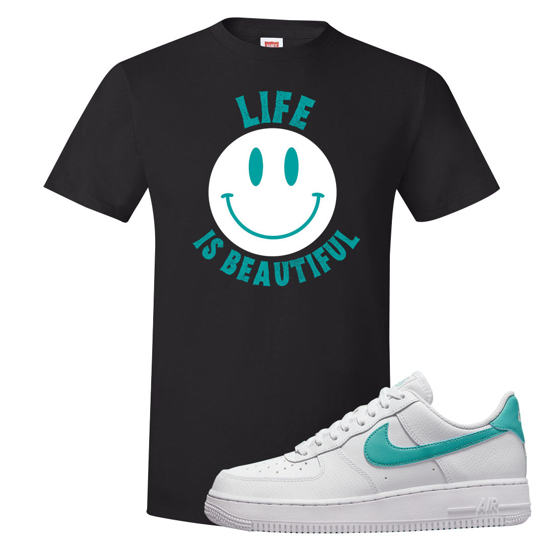 Washed Teal Low 1s T Shirt | Smile Life Is Beautiful, Black