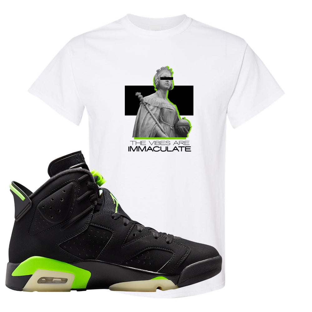 Electric Green 6s T Shirt | The Vibes Are Immaculate, White