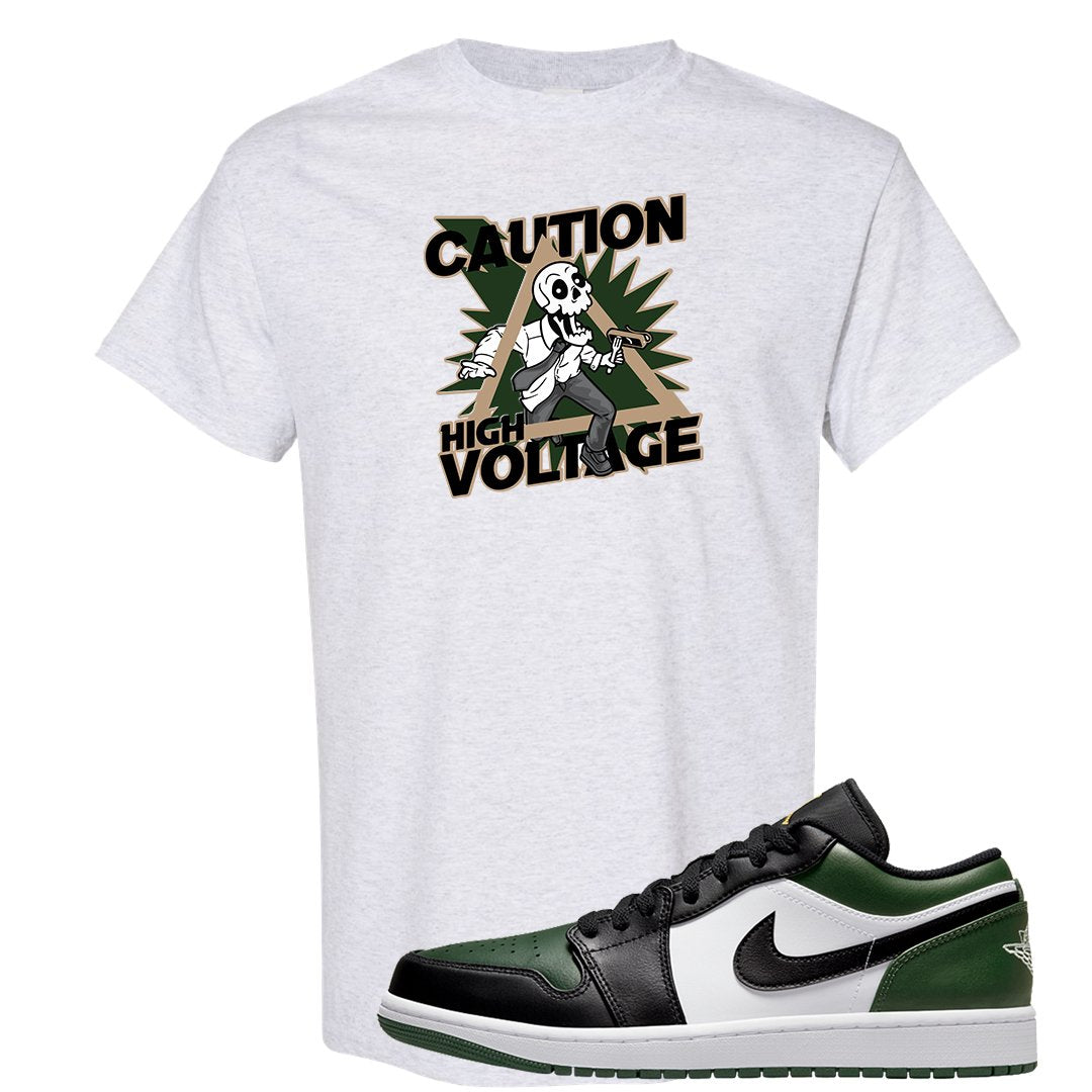 Green Toe Low 1s T Shirt | Caution High Voltage, Ash
