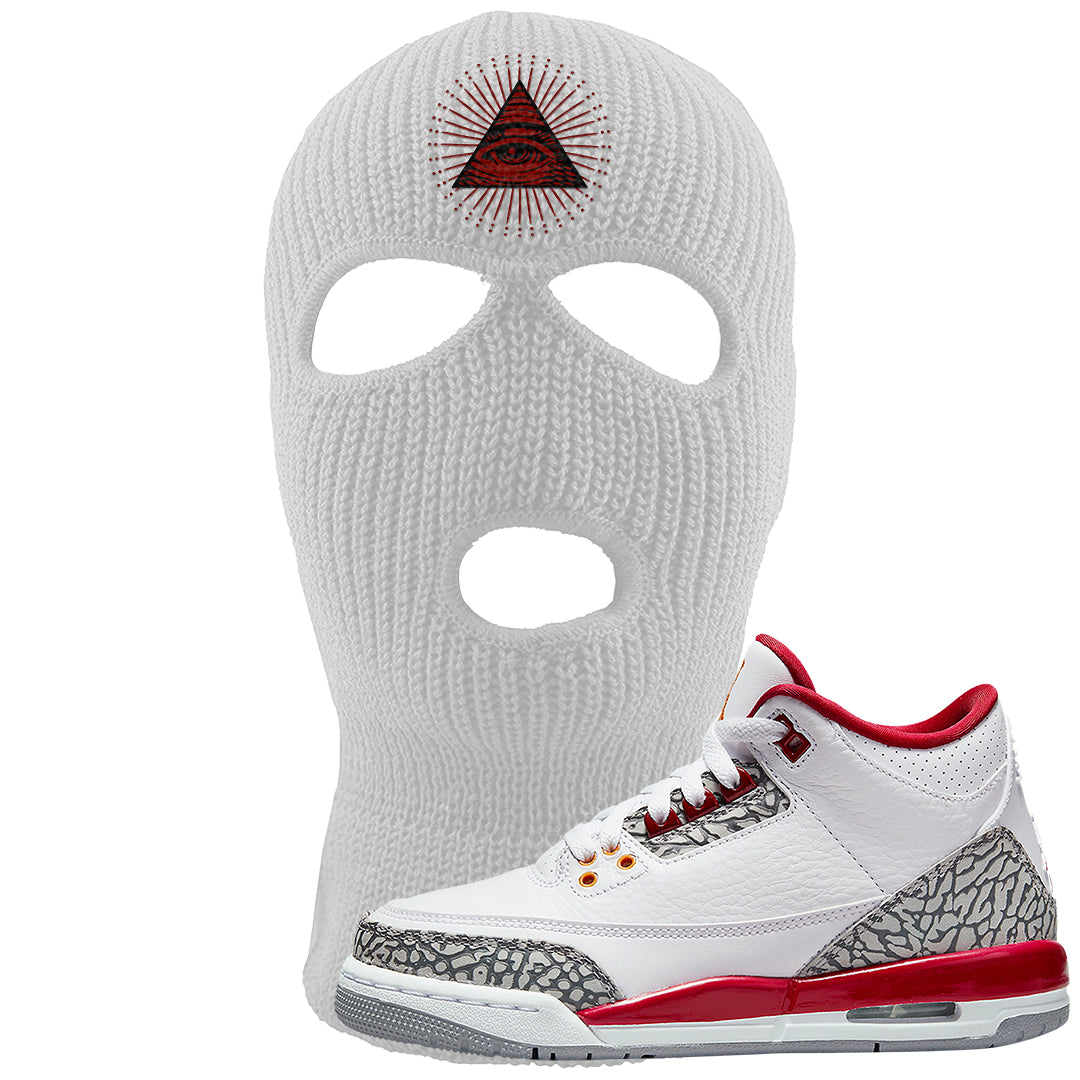 Cardinal Red 3s Ski Mask | All Seeing Eye, White