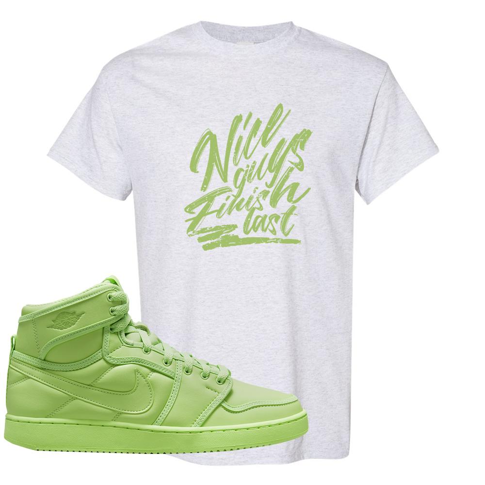 Neon Green KO 1s T Shirt | Nice Guys Finish Last, Ash