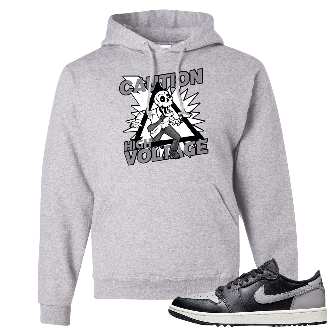Shadow Golf Low 1s Hoodie | Caution High Voltage, Ash
