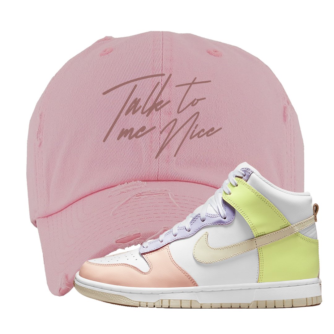 Cashmere High Dunks Distressed Dad Hat | Talk To Me Nice, Light Pink