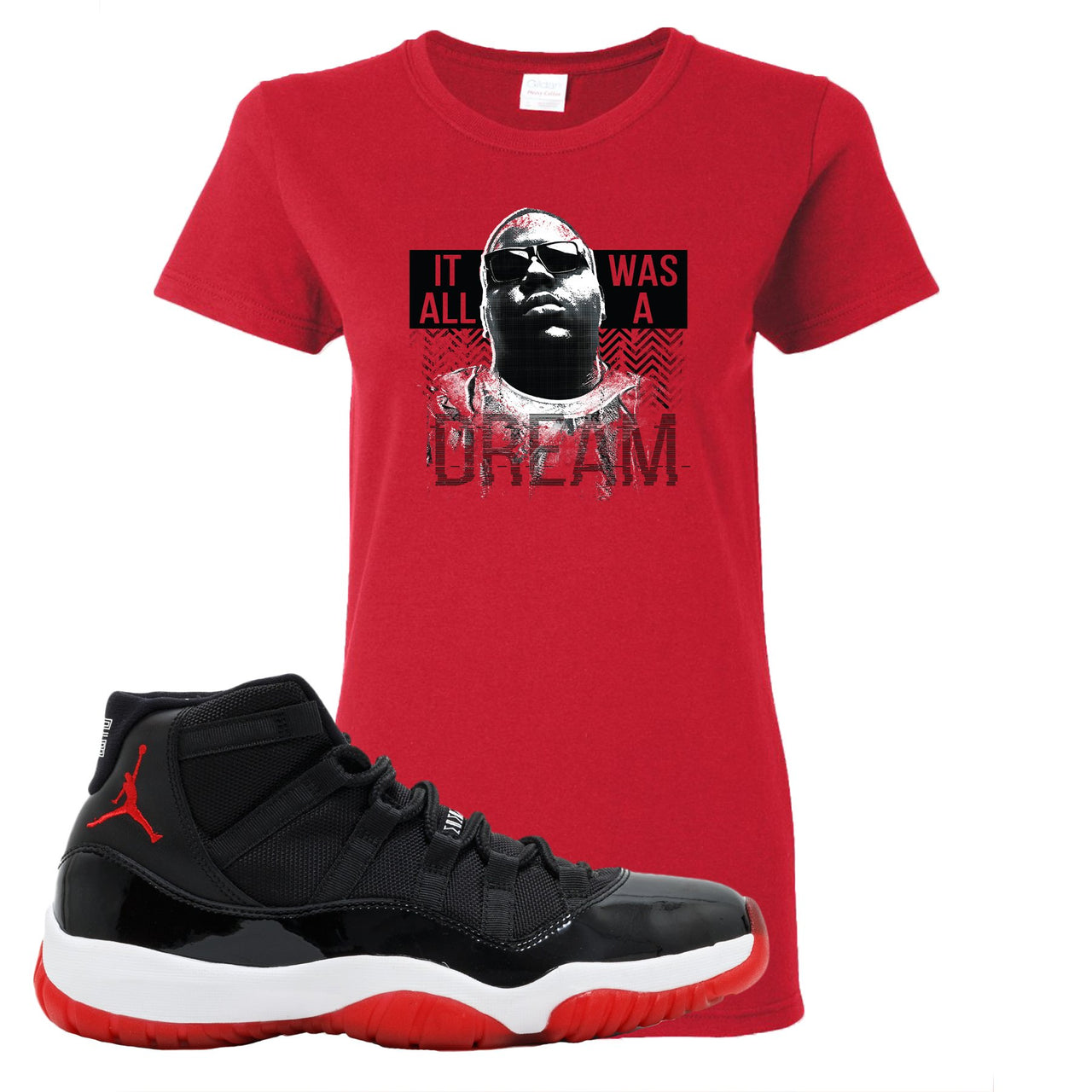 Jordan 11 Bred It Was All A Dream Red Sneaker Hook Up Women's T-Shirt