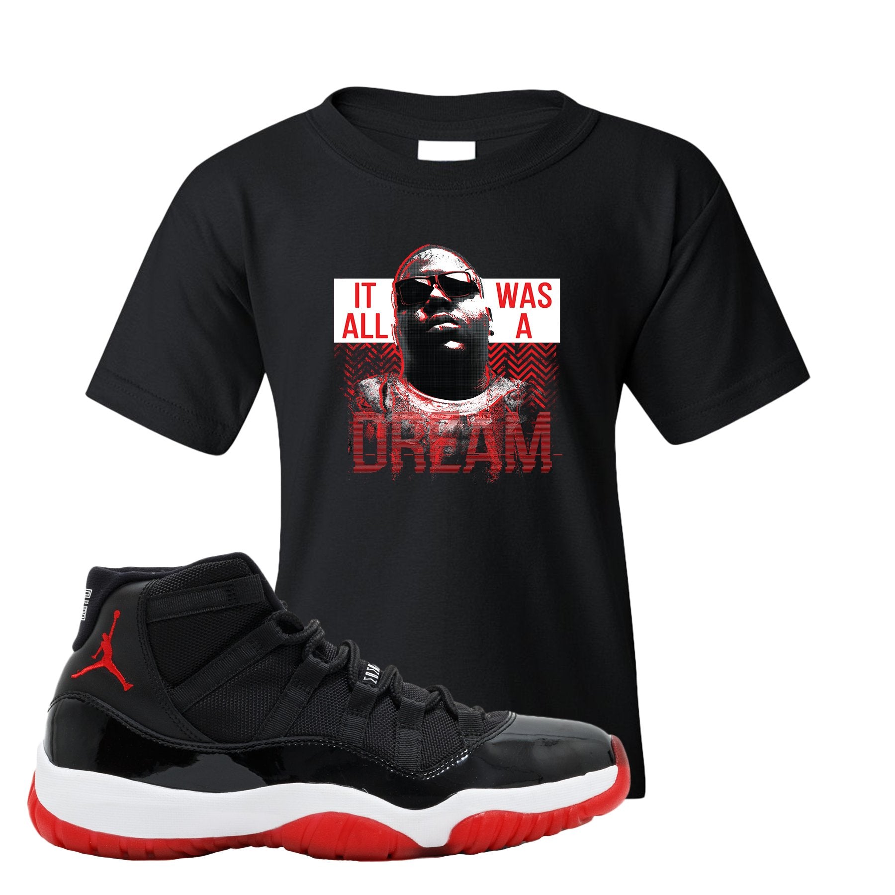 Jordan 11 Bred It Was All A Dream Black Sneaker Hook Up Kid's T-Shirt